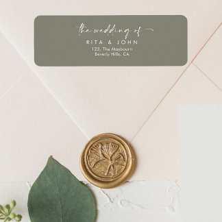 Étiquette Elegant Sage Green Mariage Adresse de retour
