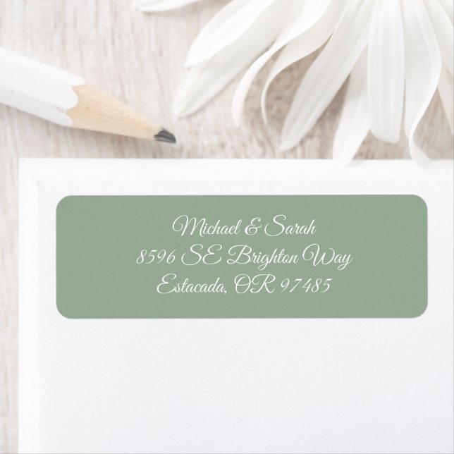Étiquette Elegant Sage Green Return Address (En situation)