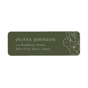 Étiquette Élégant sauge florale vert Retour Adresse Étiquett