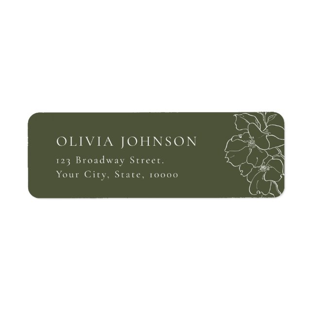 Étiquette Élégant sauge florale vert Retour Adresse Étiquett (Devant)