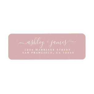 Étiquette Élégant Script Argent Rose Mariage Adresse de reto