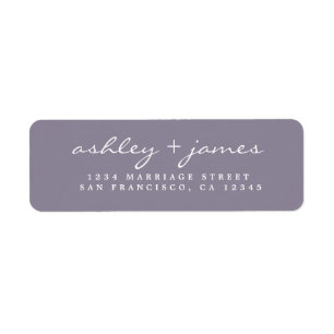 Étiquette Élégant Script Ash Purple Mariage Adresse de retou