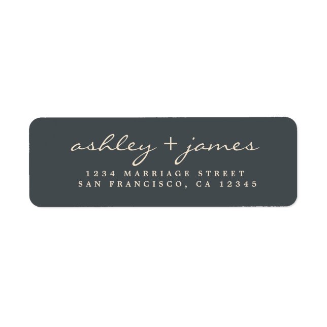 Étiquette Élégant Script Black Ivory Mariage Adresse de reto (Devant)