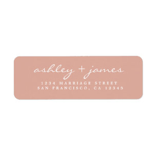Étiquette Élégant Script Dusty Mariage rose Adresse de retou
