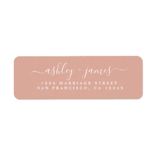 Étiquette Élégant Script Dusty Mariage rose Adresse de retou