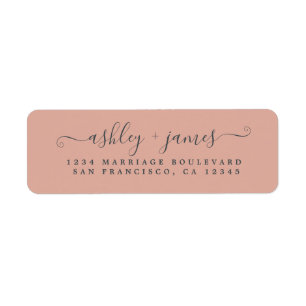 Étiquette Élégant Script Dusty Mariage rose Adresse de retou