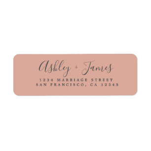 Étiquette Élégant Script Dusty Mariage rose Adresse de retou
