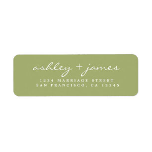 Étiquette Élégant Script Feuille verte Mariage retour Adress