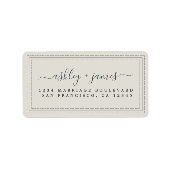 Étiquette Élégant Script Grey Mariage Adresse de retour (Devant)