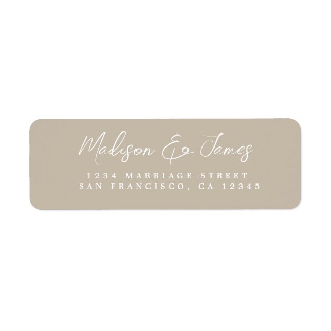 Étiquette Élégant Script Grey Mariage Adresse de retour (Devant)