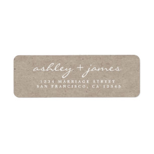 Étiquette Élégant Script Kraft Mariage papier Adresse de ret