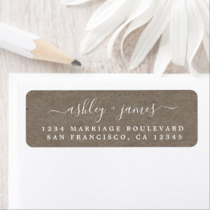 Étiquette Élégant Script Kraft Mariage papier Adresse de ret