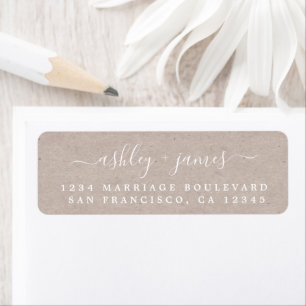 Étiquette Élégant Script Kraft Mariage papier Adresse de ret