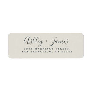 Étiquette Élégant Script Mariage gris clair Adresse de retou