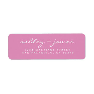 Étiquette Élégant Script Mariage rose Adresse de retour Étiq