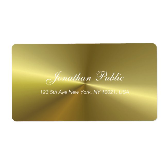 Étiquette Élégant Script Metallic Gold Look Modèle (Devant)