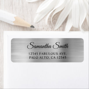 Étiquette Élégant Script Pale Metallic Argent