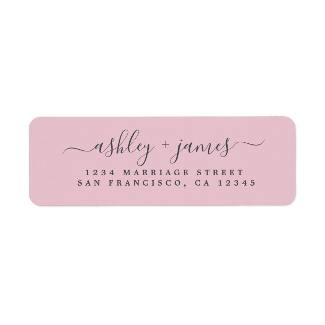 Étiquette Élégant Script Parfait Mariage rose Adresse de ret (Devant)