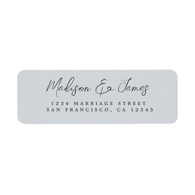 Étiquette Élégant Script Pastel Blue Mariage Adresse de reto (Devant)