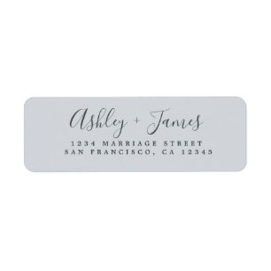 Étiquette Élégant Script Pastel Blue Mariage Adresse de reto