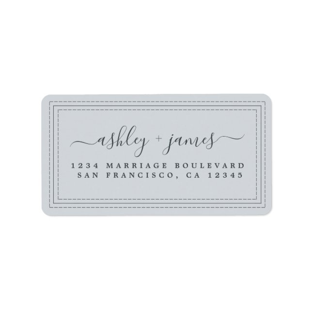 Étiquette Élégant Script Pastel Blue Mariage Adresse de reto (Devant)