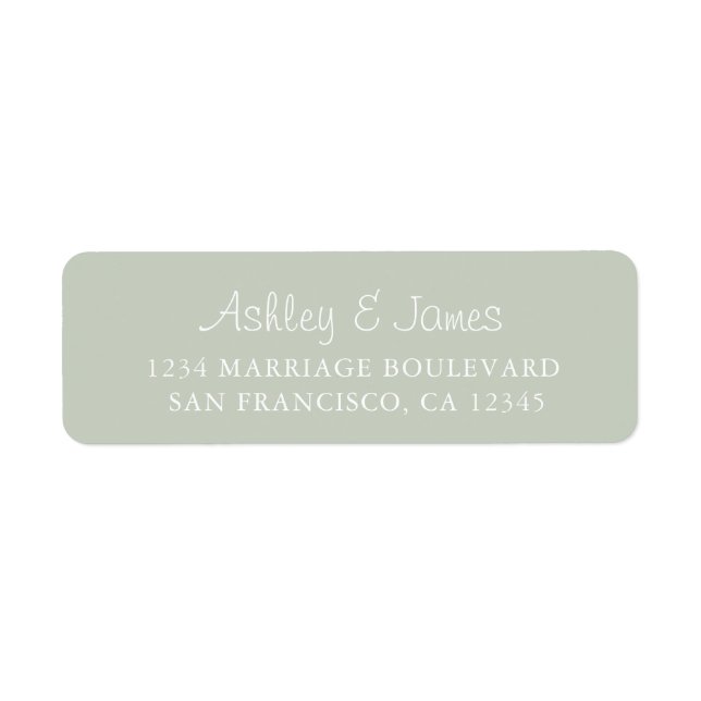 Étiquette Élégant Script Pastel Green Mariage Adresse de ret (Devant)