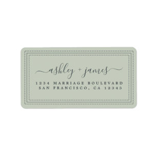 Étiquette Élégant Script Pastel Green Mariage Adresse de ret