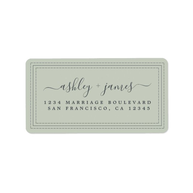 Étiquette Élégant Script Pastel Green Mariage Adresse de ret (Devant)