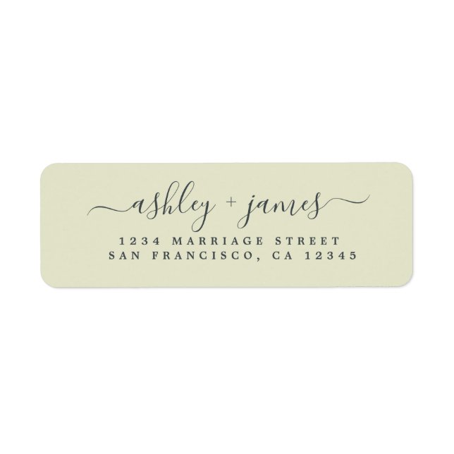 Étiquette Élégant Script Pastel Green Mariage Adresse de ret (Devant)