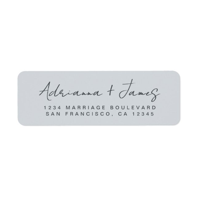 Étiquette Élégant Script Pastel Mariage bleu (Devant)