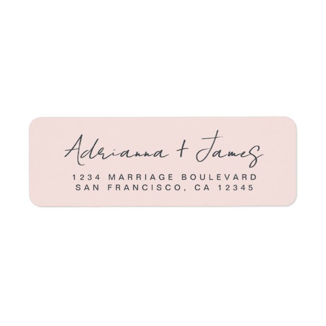 Étiquette Élégant Script Pastel Mariage rose Adresse de reto (Devant)