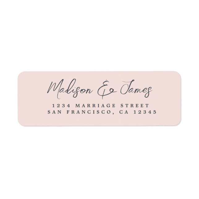 Étiquette Élégant Script Pastel Mariage rose Adresse de reto (Devant)