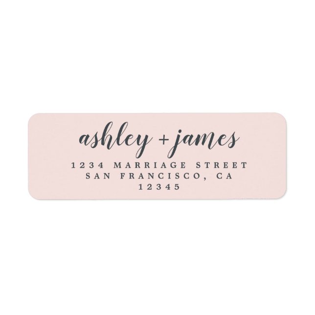 Étiquette Élégant Script Pastel Mariage rose Adresse de reto (Devant)