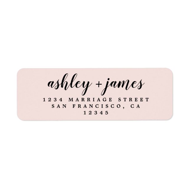 Étiquette Élégant Script Pastel Mariage rose Adresse de reto (Devant)