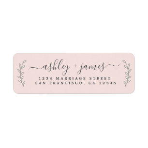 Étiquette Élégant Script Pastel Mariage rose Adresse de reto