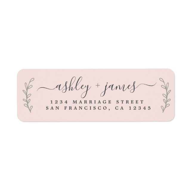 Étiquette Élégant Script Pastel Mariage rose Adresse de reto (Devant)