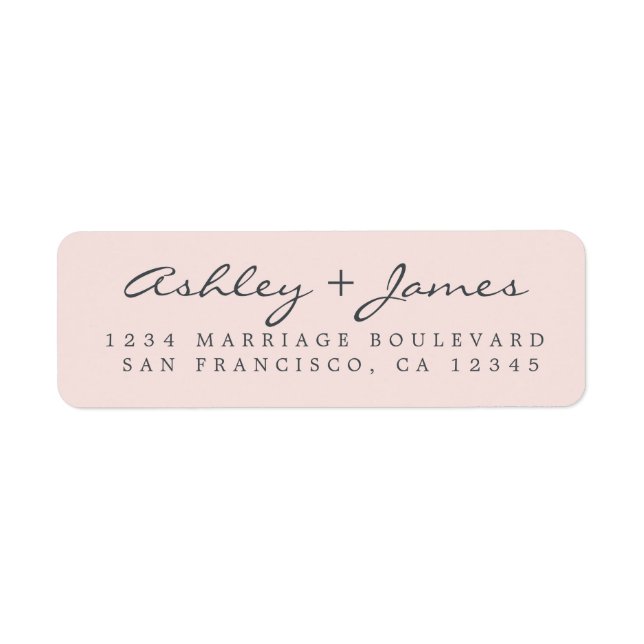 Étiquette Élégant Script Pastel Mariage rose Adresse de reto (Devant)
