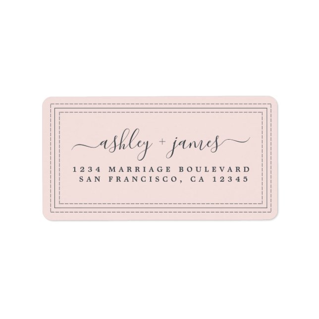 Étiquette Élégant Script Pastel Mariage rose Adresse de reto (Devant)