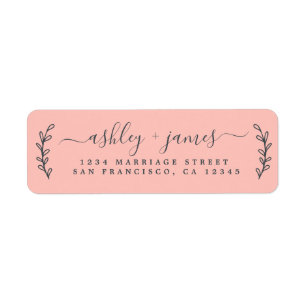 Étiquette Élégant Script Pastel Mariage rose Adresse de reto