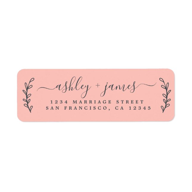 Étiquette Élégant Script Pastel Mariage rose Adresse de reto (Devant)