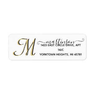 Étiquette Élégant Script personnalisé Gold MonogramLabel