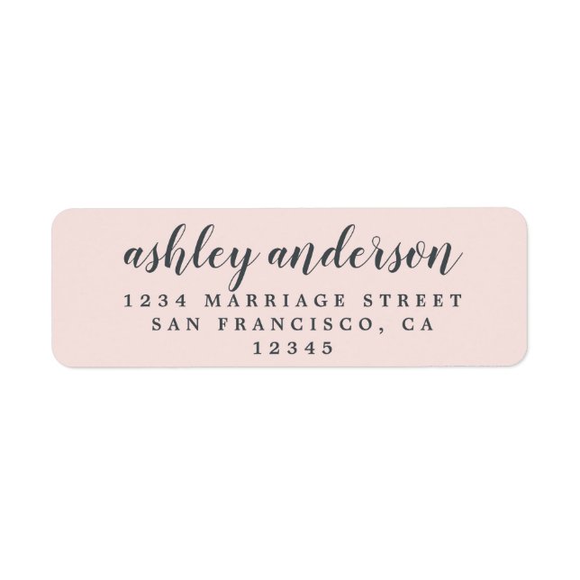 Étiquette Élégant Script personnalisé Pastel Rose Adresse de (Devant)