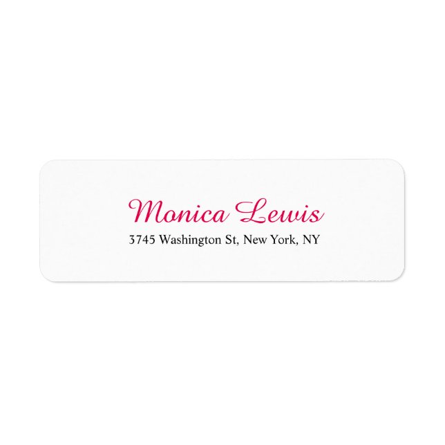 Étiquette Élégant Script Pink Rouge Blanc Feminine Chic (Devant)