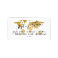 Élégant Script Retourner Adresse Gold Map