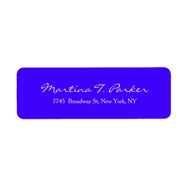 Étiquette Élégant Script Ultramarine Bleu Unique Feminine (Devant)
