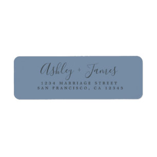 Étiquette Élégant Script Vintage Blue Mariage Adresse de ret