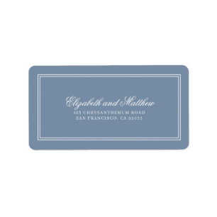 Étiquette Élégant Simple Classic Blue Mariage Adresse de ret