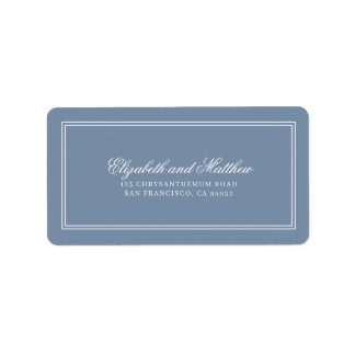 Étiquette Élégant Simple Classic Blue Mariage Adresse de ret