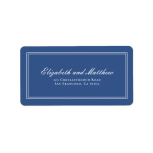 Étiquette Élégant Simple Classic Blue Mariage Adresse de ret