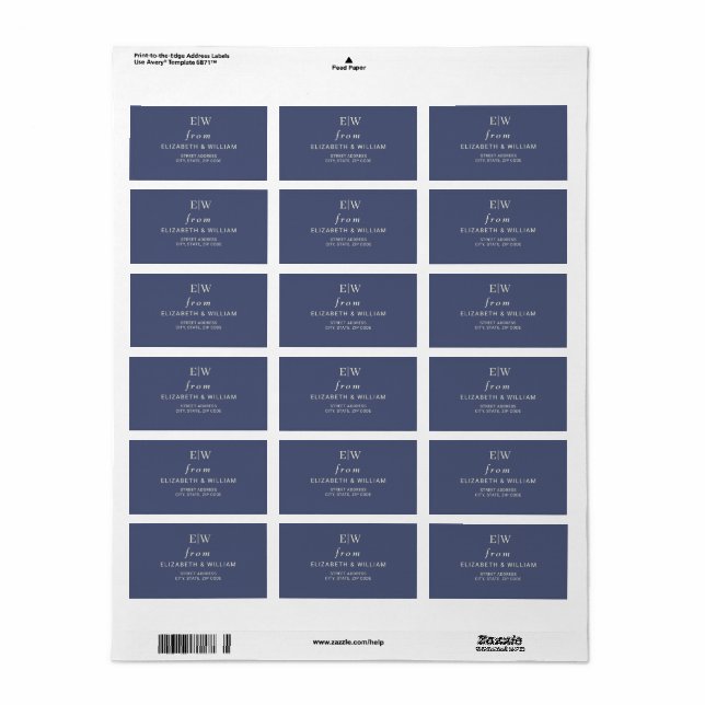 Étiquette Elégant simple de l'avenir Dusk avec Mariage Monog (Feuille entière)